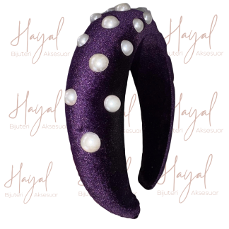 mor, inci detaylı taç