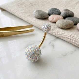 Parıltılı göbek piercing Gold