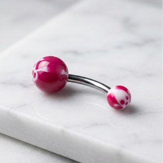 Pembe beyaz gotik desenli göbek piercing