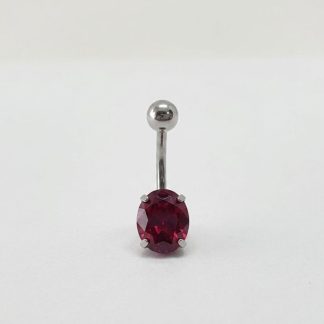 Bordo taşlı göbek piercing