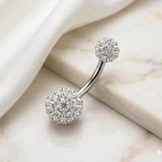 Parıltılı göbek piercing -silver